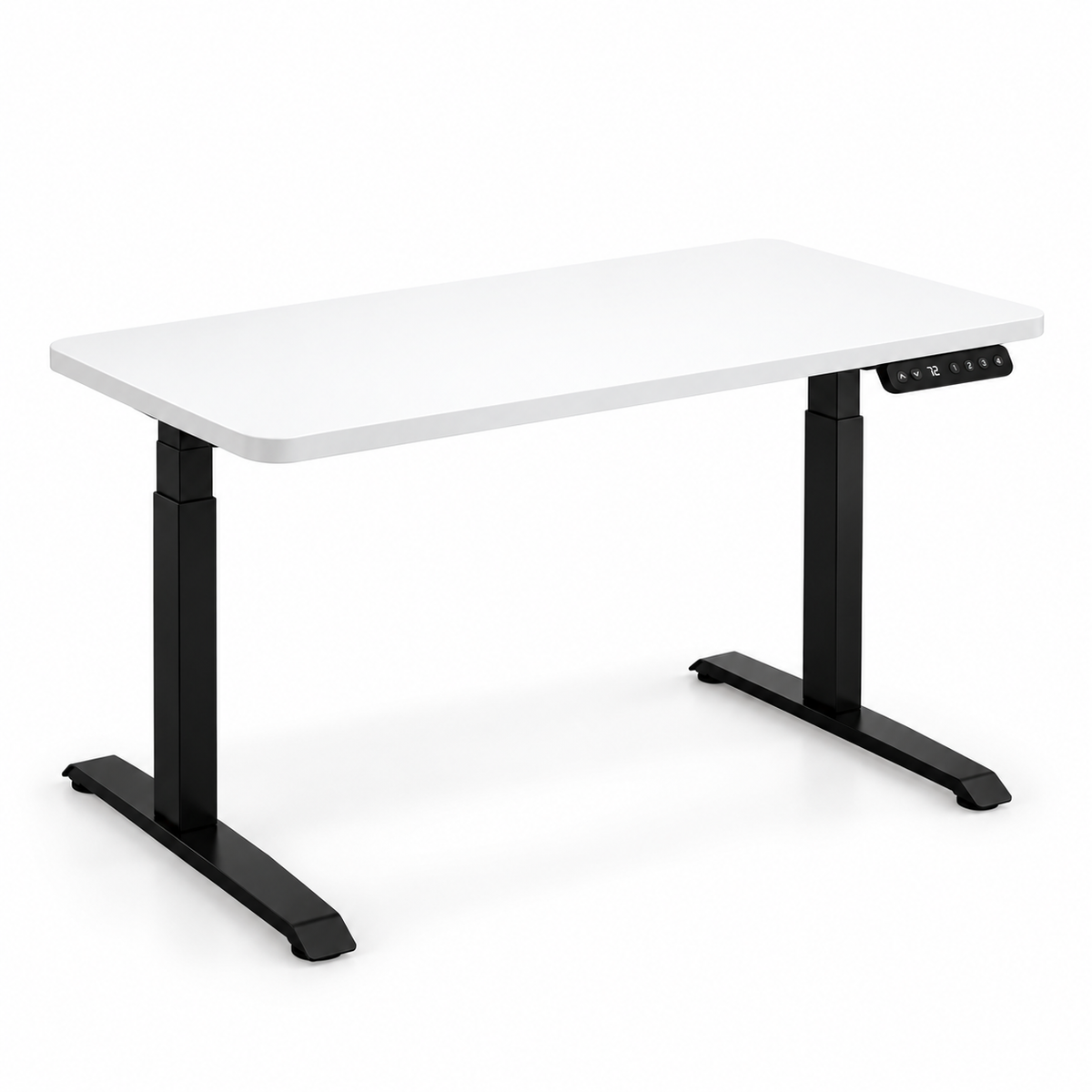 Bureau assis-debout ANTICORA Core avec plateau blanc et piètement noir