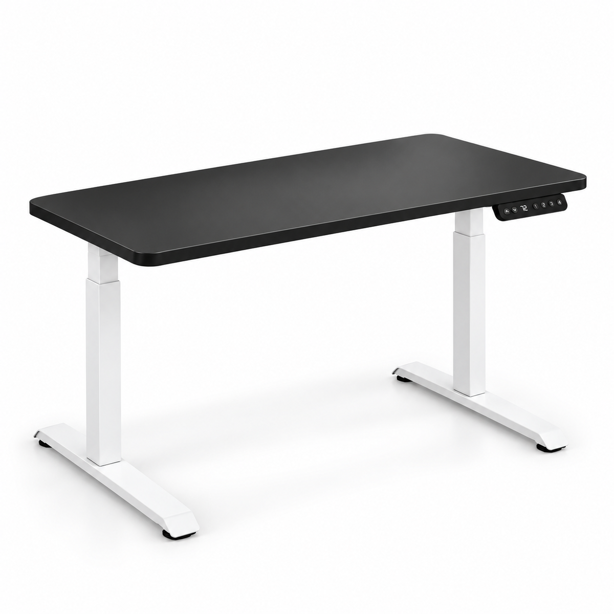 Bureau assis-debout ANTICORA Core avec plateau noir et piètement blanc