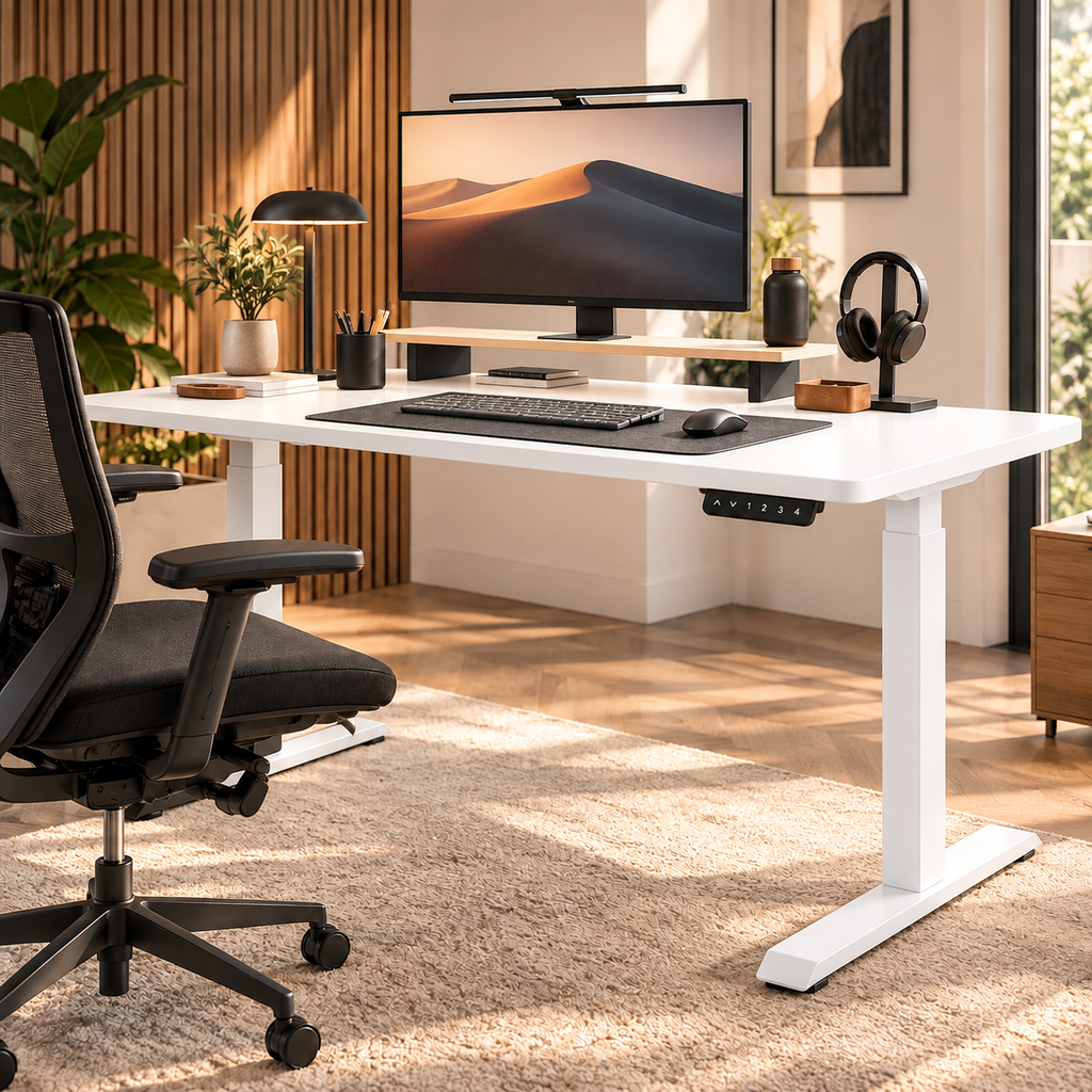 Bureau assis-debout ANTICORA Core dans un espace de travail lumineux