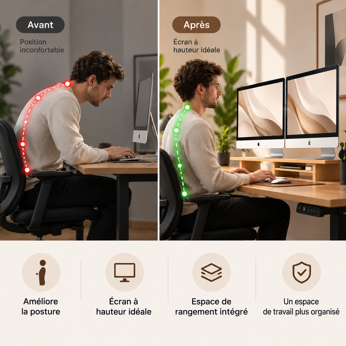 Tablette support d’écran avec rangement – ANTICORA