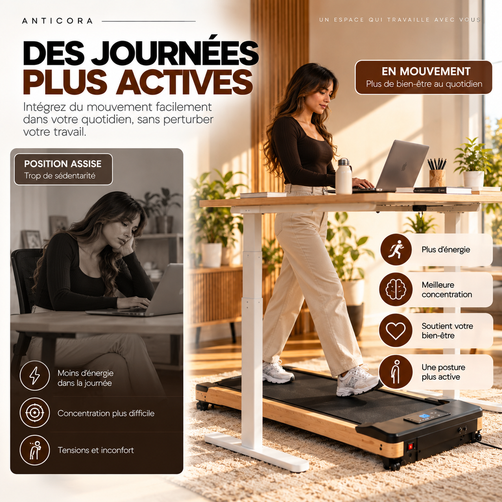 Tapis de marche ANTICORA Move dans un espace de travail