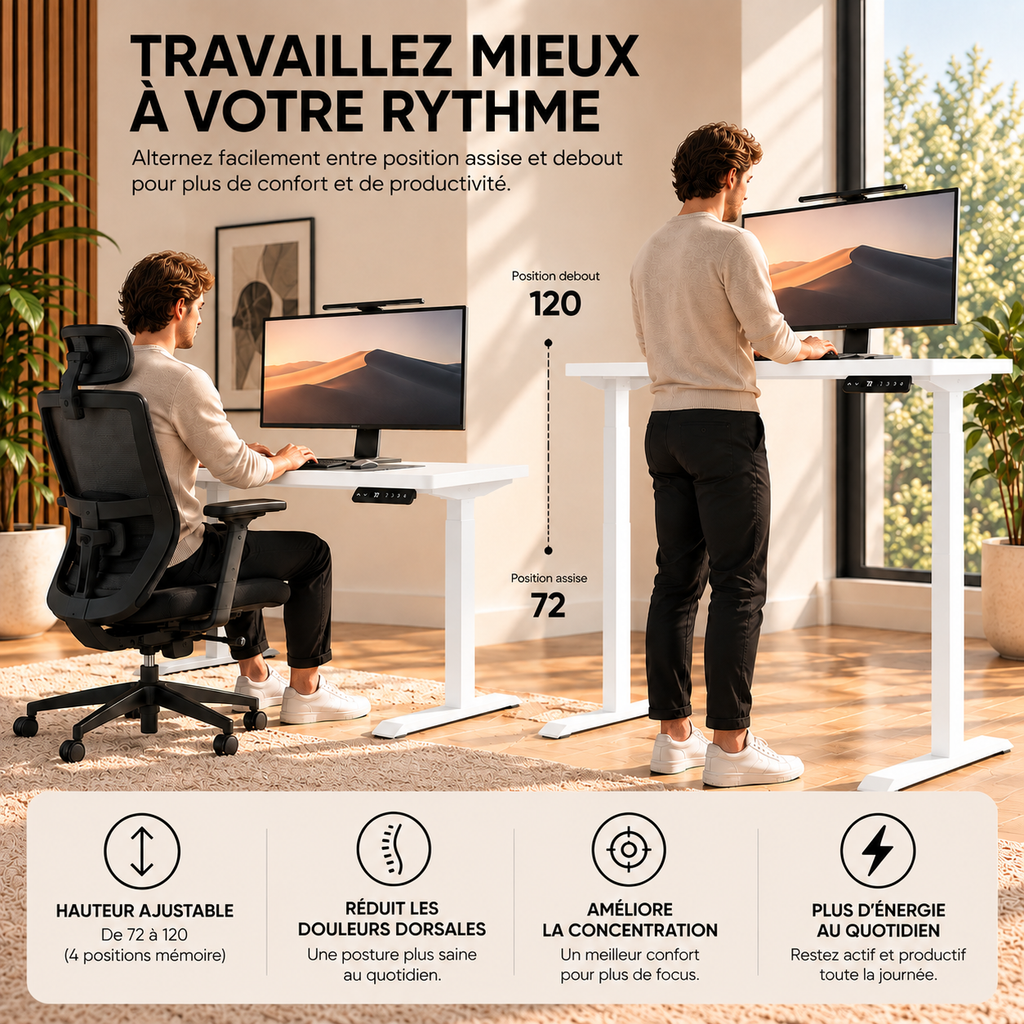 Bureau assis-debout ANTICORA Core, présentation des usages