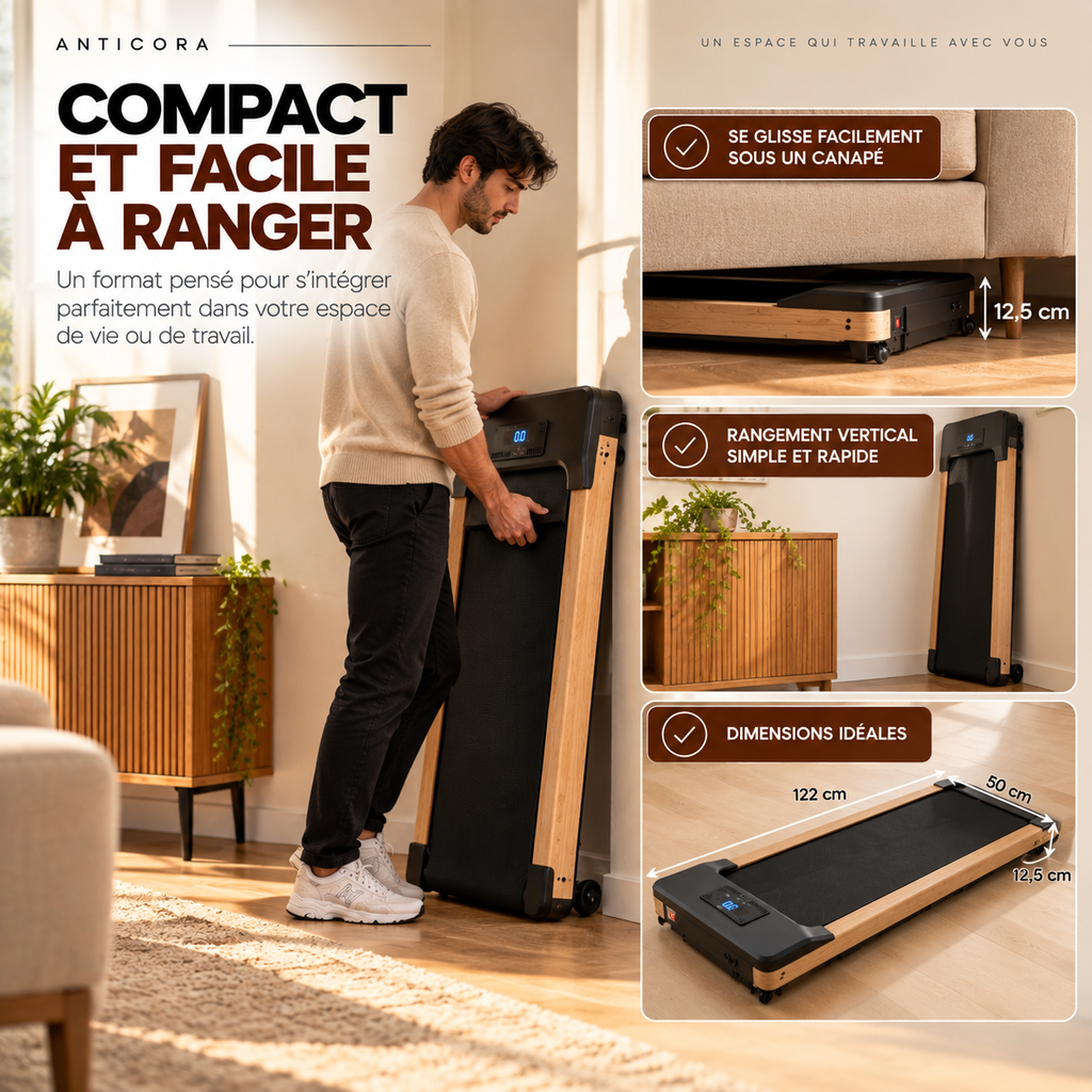 Tapis de marche ANTICORA Move, rangement compact