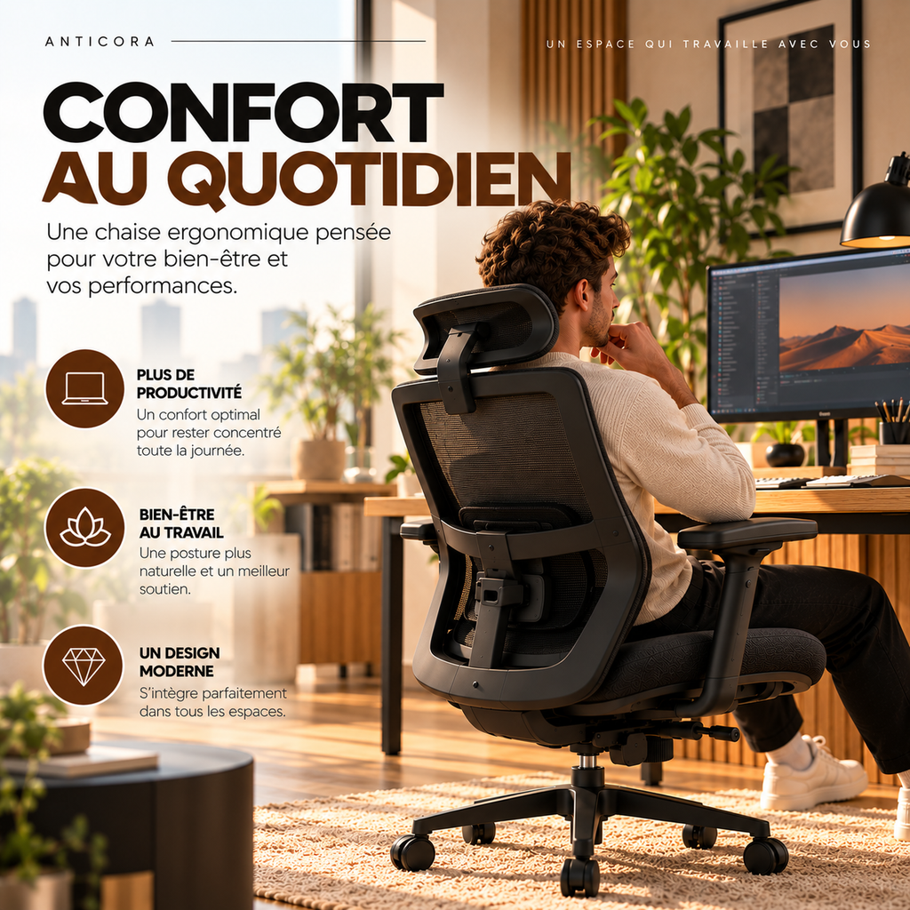 Chaise ergonomique ANTICORA Air en situation de travail