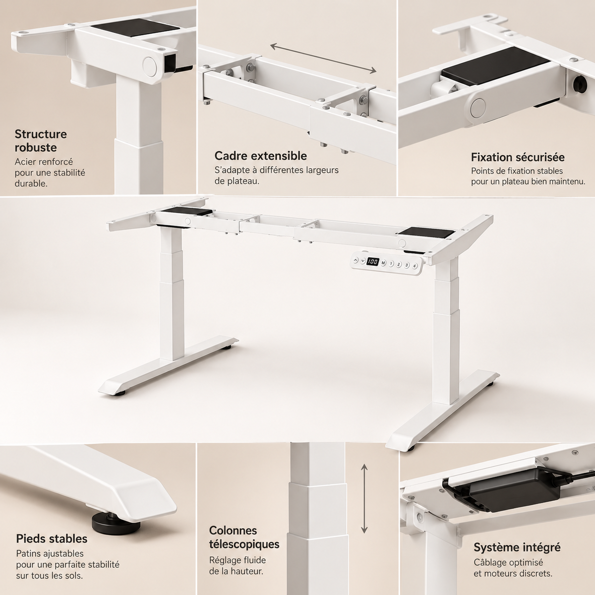 Bureau assis-debout premium 140 cm – ANTICORA Signature