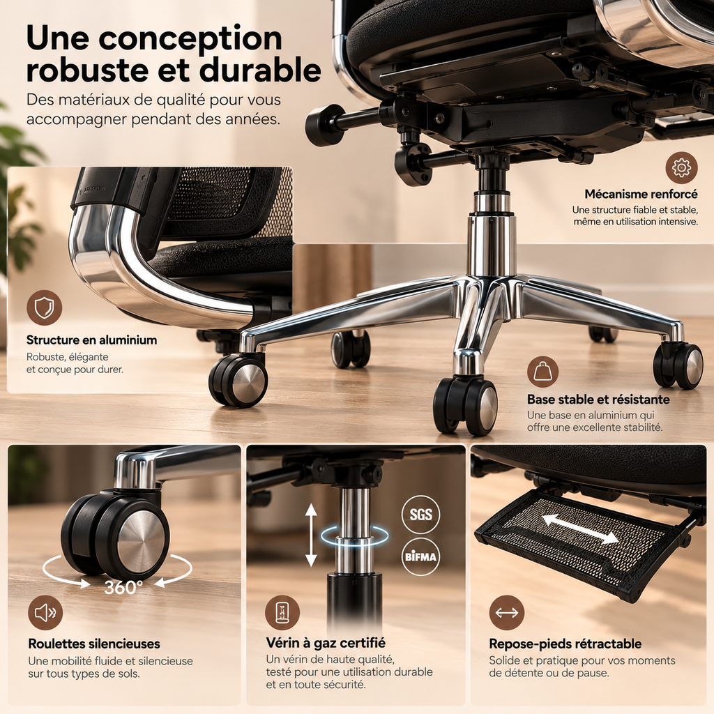 Chaise ergonomique réglable premium – ANTICORA Support