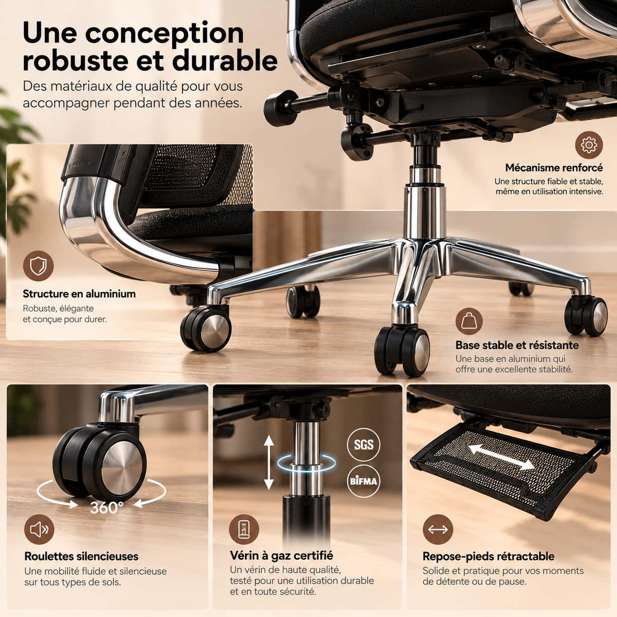 Chaise ergonomique réglable premium – ANTICORA Support